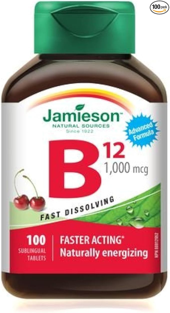 Jamieson Vitamin B12 Methylcobalamin Fast Dissolving Sublingual Tablets 1000 mcg 100 sublingual Tablets