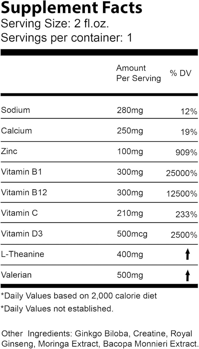 Pure Focus Booster Shot Ashwagandha Valerian and Turmeric - Brain Support Supplement - Improved Energy Memory Focus Clarity &amp Mood - Gluten-Free Non-GMO - 2 oz 7 Pack