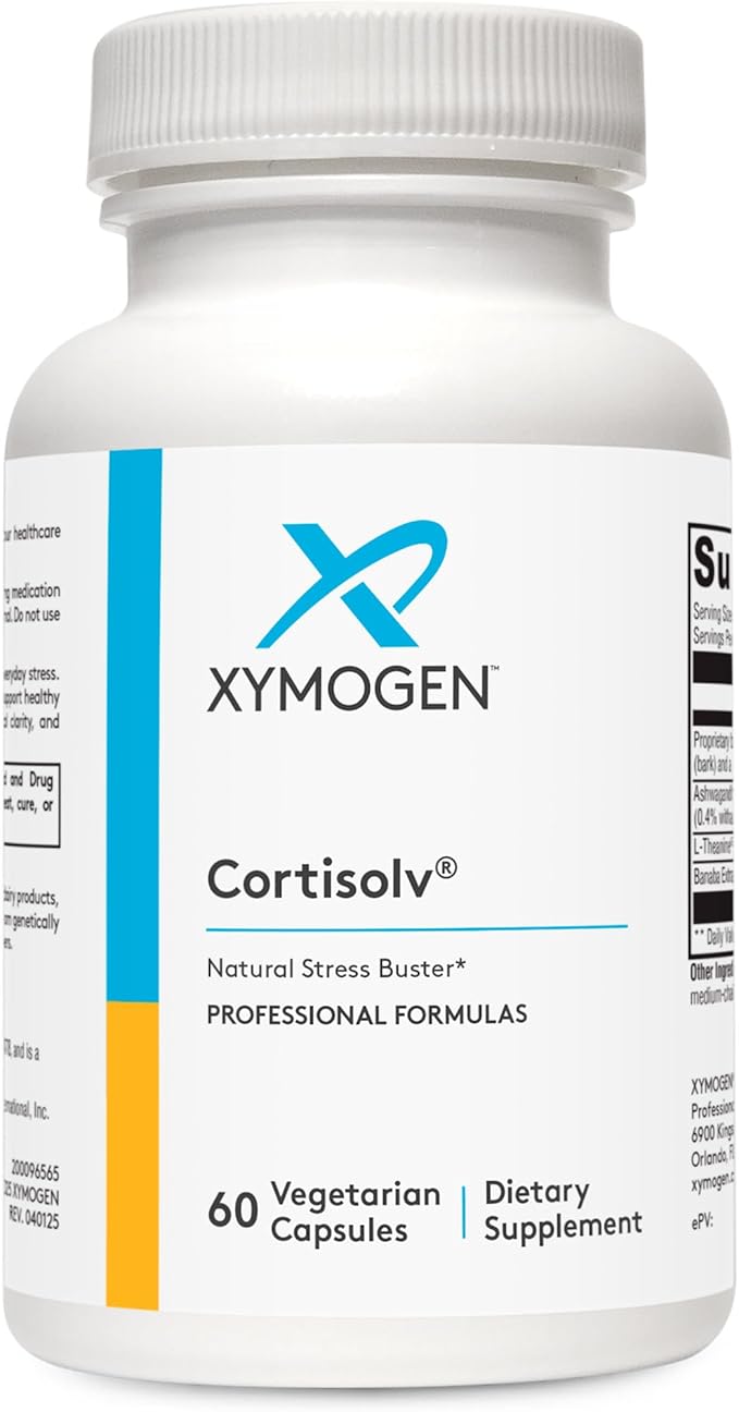 XYMOGEN Cortisolv Cortisol Supplement - Ashwagandha Supplement with L Theanine to Support Healthy Cortisol Levels Energy Relaxation and Mental Clarity (60 Capsules)