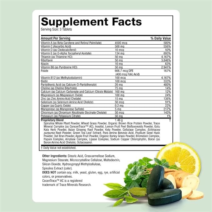 Life's Fortune Whole Food Multivitamin &amp Mineral Supplement for Men &amp Women – Energy Support Vitamins for Immune Brain &amp Metabolism Support – Iron Free 180 Vegetarian Tablets
