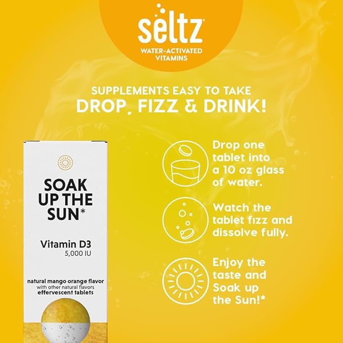 Seltz® D-fense &amp D-Light Pack - Vitamin D + Immune Support Effervescent Vitamins (Soak up The Sun + Support Your Immune Function) with Vitamin D3 (5000 IU) Elderberry Vitamin C and Zinc