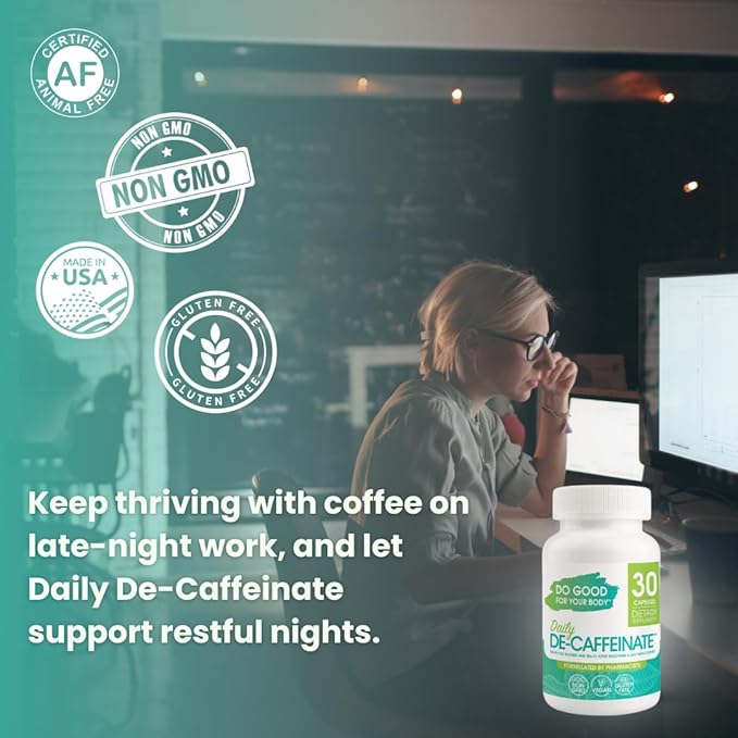 Daily De-Caffeinate for Coffee Lovers – Rutaecarpine Supplement for Relaxation After Caffeine – Non-Melatonin Non-Addictive Evening Formula 30 Capsules (Pack of 3)