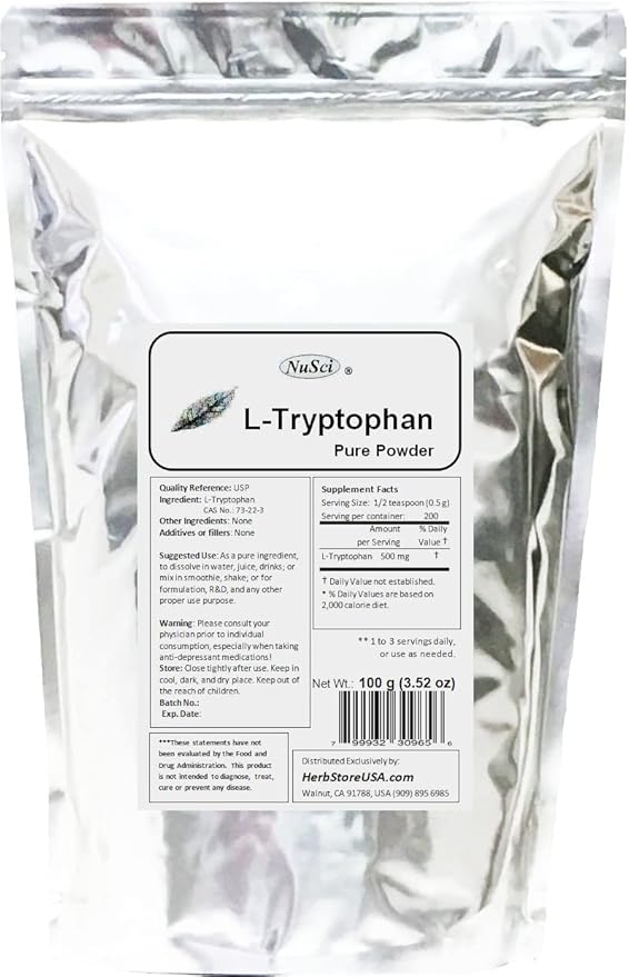 NuSci Pure L-Tryptophan Powder (1000 gram (2.2 pound))