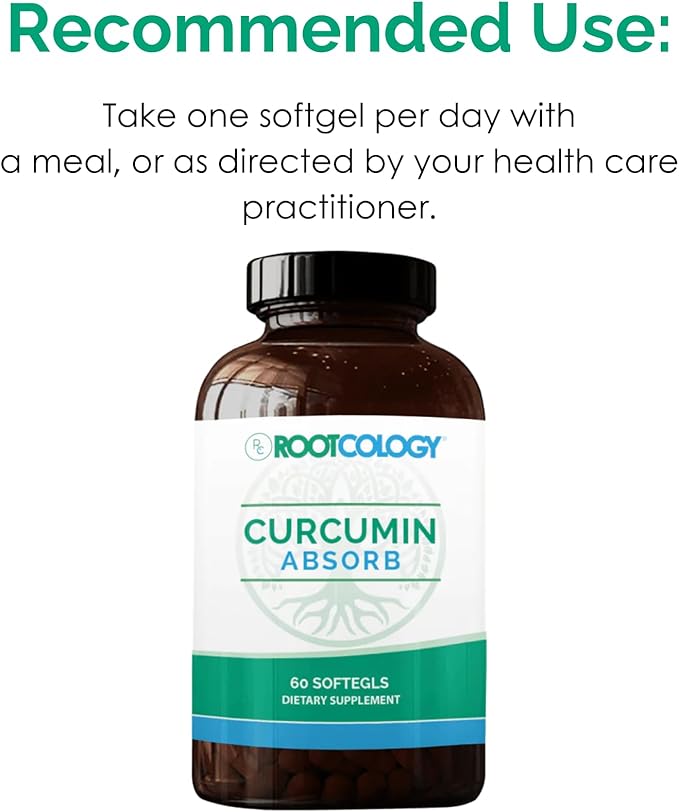 Rootcology by Dr. Izabella Wentz | Curcumin Absorb | Curcumin Turmeric Blend with 3 Bioactive Curcuminoids &amp Turmeric Oil | 60 Softgels