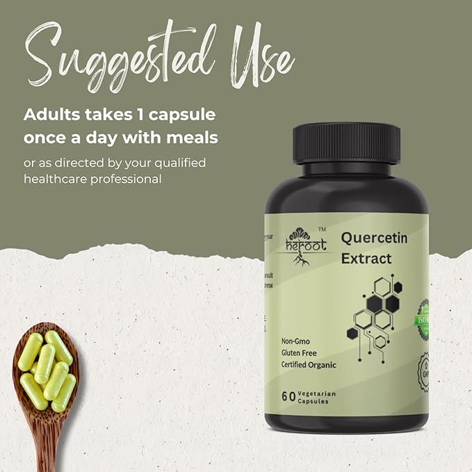 Quercetin Extract Capsules Non-GMOGluten-Free Vegetarian Supports Overall Health Strength Energy (60 Capsules)