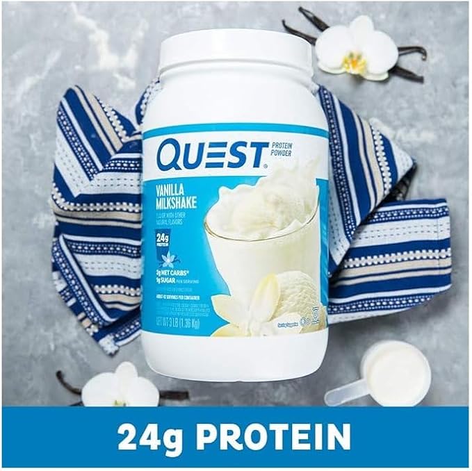 Quest Vanilla Milkshake 24g Protein 3 Pound and Cookies &amp Cream 20g Protein 1.6 Pound Protein Powders