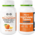 Iron Folic Acid &amp Calcium Vitamin D3 Magnesium Supplement | Supports Red Blood Cell Bone &amp Muscle Health | 60 Tablets Gentle Elemental Composition with 400mcg Folic Acid