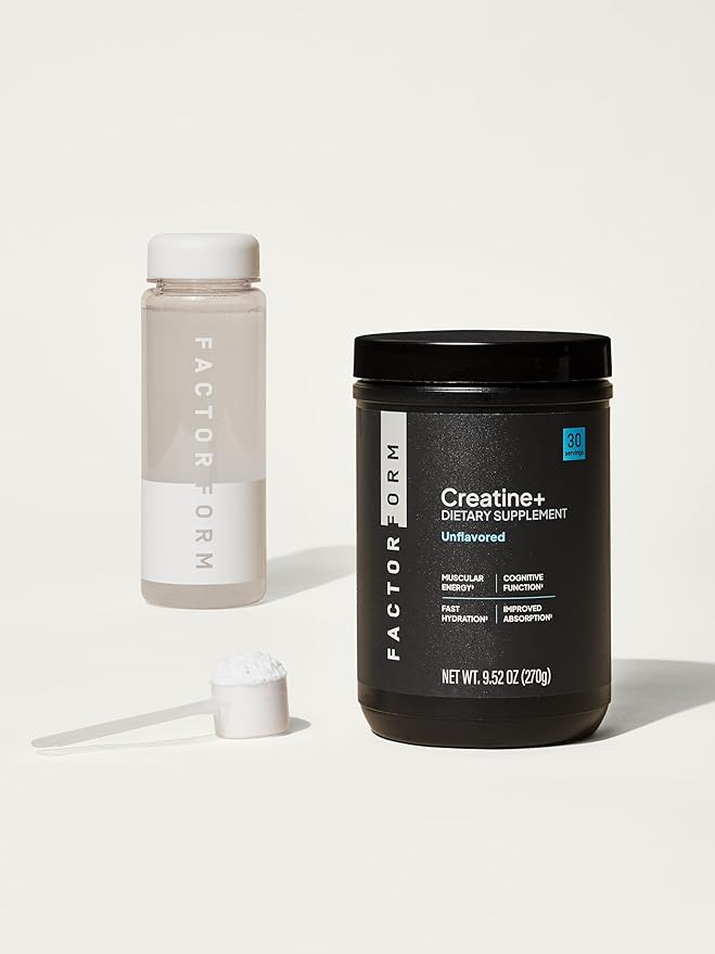 FACTOR FORM Micronized Creatine Powder + Electrolytes from Coconut Water – Creatine Monohydrate Supplement for Women &amp Men for Strength Recovery and Focus (Lightly Sweet Unflavored)
