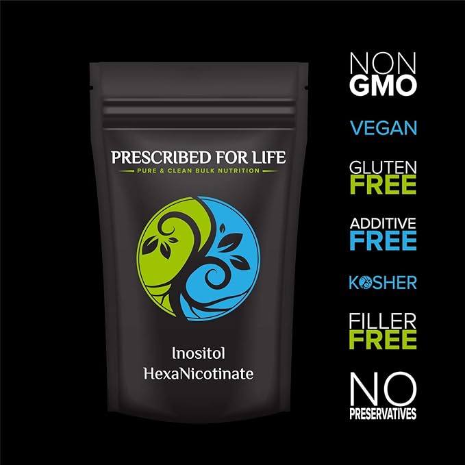 Prescribed For Life Inositol HexaNicotinate Powder | No Flush Niacin | All Natural Vitamin B8 | Inositol Dietary Supplement (2kg / 4.4lb)