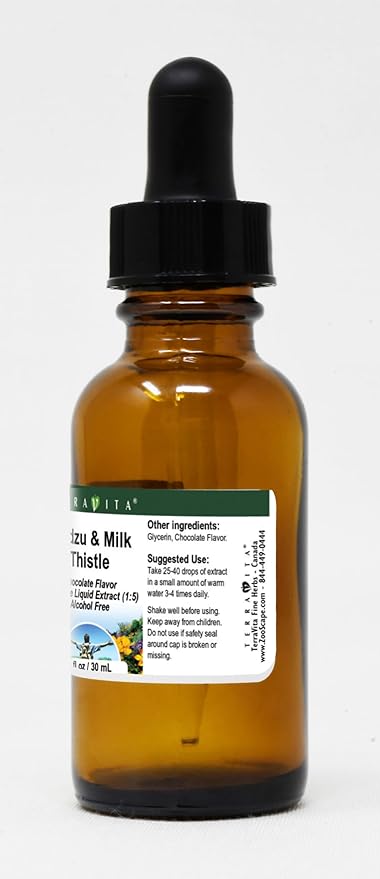Terravita Kudzu &amp Milk Thistle Glycerite Liquid Extract (1:5) - Chocolate Flavored (1 oz ZIN: 522645)