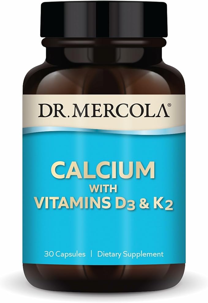 Dr. Mercola Calcium with Vitamins D3 &amp K2 - Supports Bone &amp Heart Health* - Calcium with Vitamins D3 &amp K2 - Eggshell-Derived - Non-GMO Gluten-Free &amp Soy Free - 30 Capsules (30 Serving