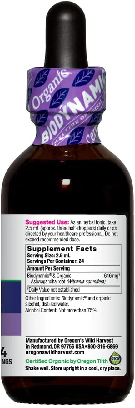 Oregon's Wild Harvest Ashwagandha biodynamic 2oz 2 Fl Oz