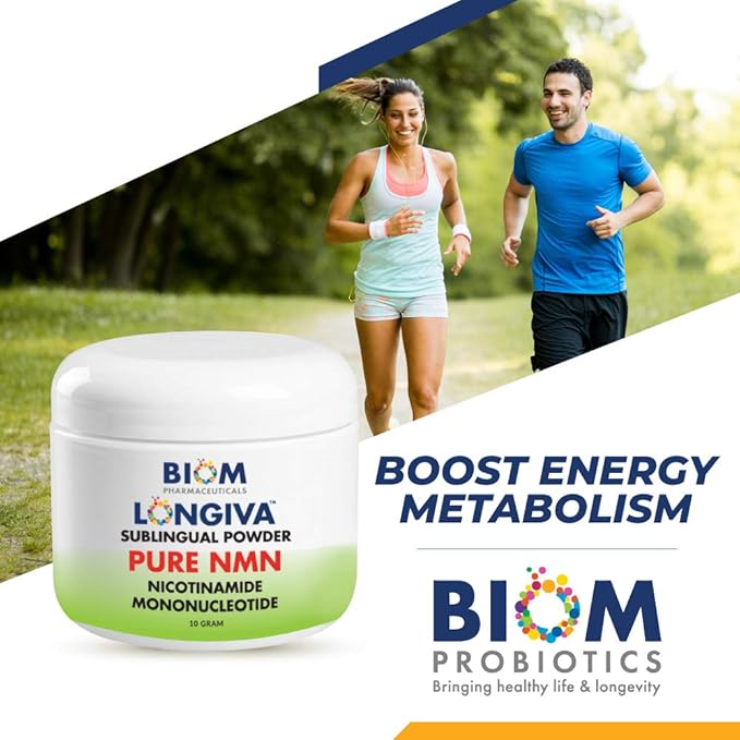 Biom NMN Sublingual Powder. Advanced Nanotized Nicotinamide Mononucleotide Mitochondrial Regeneration Sirtuin Activation Cellular Energy