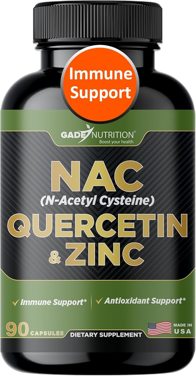 Gade Nutrition NAC Supplement n-Acetyl cysteine with Quercetin &amp Zinc | Immune Support Supplement with n Acetyl cysteine | Vegetable Capsules | USA Made