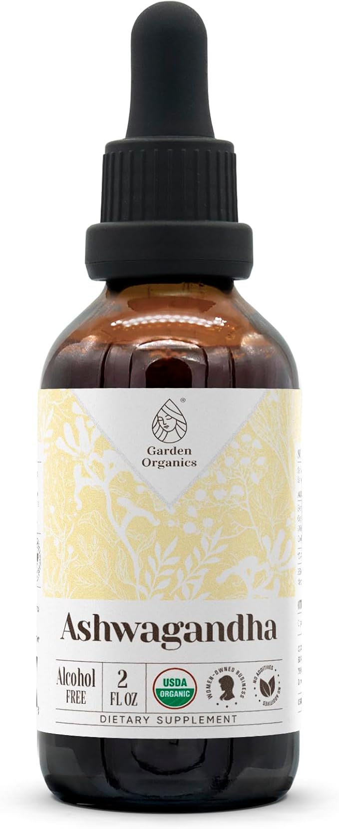 Ashwagandha USDA Organic Alcohol-Free Extract | Dietary Supplement High-Potency Tincture | Natural Certified Organic Ashwagandha (Withania Somnifera) Dried Root (2 oz)