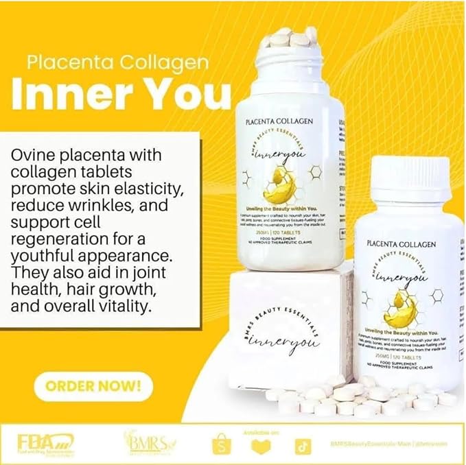 BMRS Beauty Essentials Inner You Placenta Collagen Food Supplement - 250mg 120 Tablets