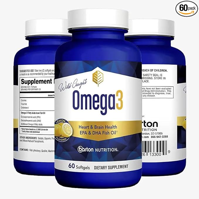 Omega 3 Fish Oil Supplements for Women &amp Men 1200 mg Omega3 Softgels with EPA &amp DHA Fatty Acids for Healthy Skin &amp Joints Eyes Heart &amp Brain Support - Made in USA - 60 Count 1 Mont