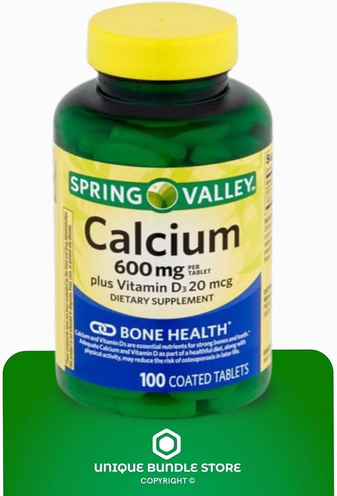 Calcium 600mg with Vitamin D3 – 100 Tablets Calcium and 800 IU Vitamin D per Tablet Gluten &amp Lactose Free Daily Calcium Supplement for Women and Men (Pack of 3)