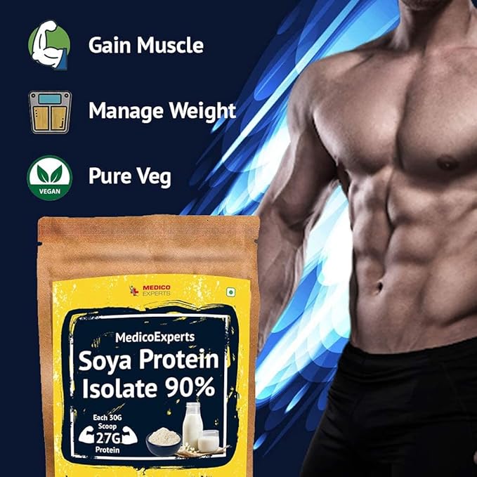 Astha MedicoExperts Soy Protein Isolate 90% Vegetarian and Natural 450 Gram (Unflavored)
