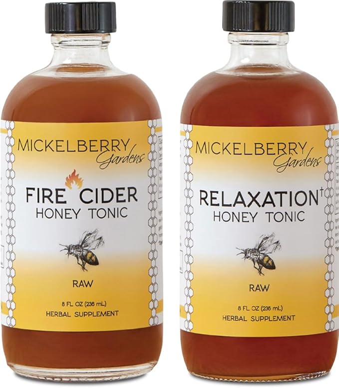 Mickelberry Gardens Fire Cider Honey Tonic 8oz + Relaxation Honey Tonic 8oz