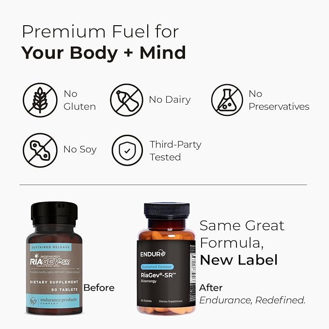 ENDUR-RIAGEV - Ribose + B3 - SR (Sustained Release) 600 mg - Riboside (NR) - NAD+ Booster Niacinamide &amp Ribose for Cellular Energy &amp Healthy Aging Support - Optimal 5–7 HR Absorption - 90 Tab