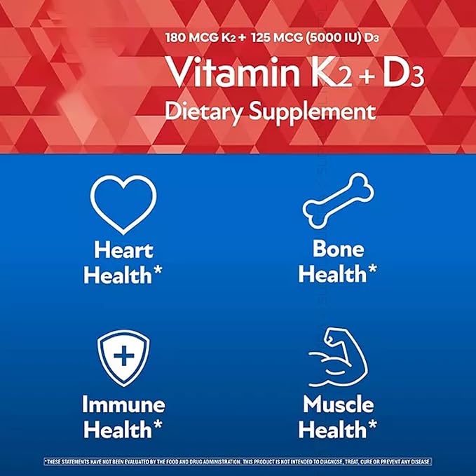 Members Mark Vitamin K2 + D3 (150 Count.) Softgels 180 mcg &amp 125 mcg (5000 IU) | Bone Heart &amp Immune Health Support with MenaQ7 MK-7