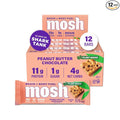 MOSH Peanut Butter Chocolate Plant Based Keto Protein Bars High Protein Gluten Free Brain Healthy Snack with Ashwagandha and Lion's Mane 12 Count