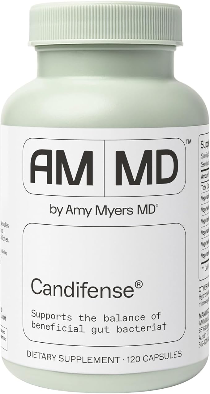 Amy Myers MD Candifense Candida Overgrowth Supplement - Digestive Enzymes for Digesting Fiber - Gut Care for a Balanced Microbiome - Gluten-Free Dairy-Free &amp Non-Soy - 120 Capsules (60 Servings)