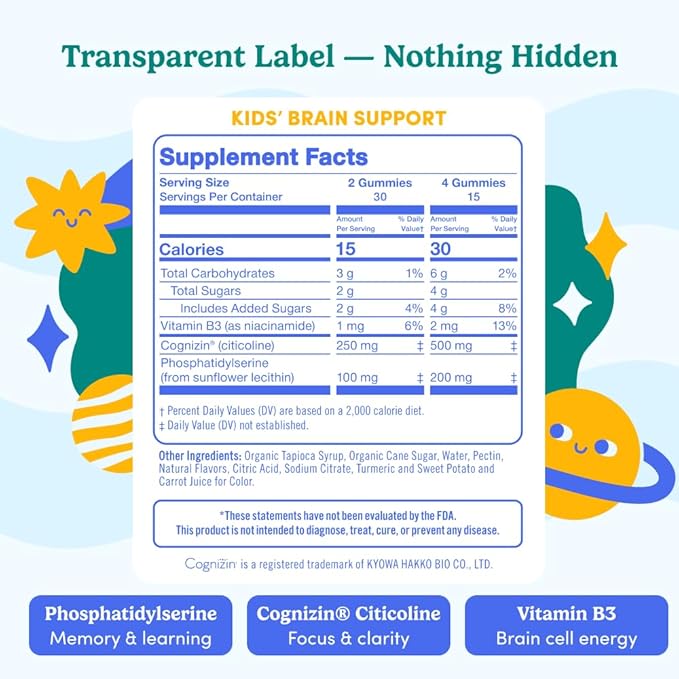 FIRST DAY Kids Calming Gummies (Strawberry) &amp Brain Focus Gummies (Peach) for Rest &amp Attention | Mood &amp Energy | No Melatonin | Stimulant-Free | Clean Label Project Verified® | Vegan | 30-