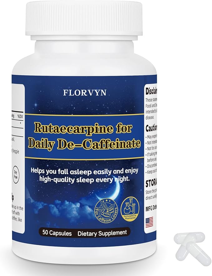 Rutaecarpine Supplement for Coffee Lovers – De-Caffeinate Naturally Derived Formula Supports the Body’s Caffeine Metabolism – Non-Habit Forming Helps Maintain a Calm &amp Relaxed State