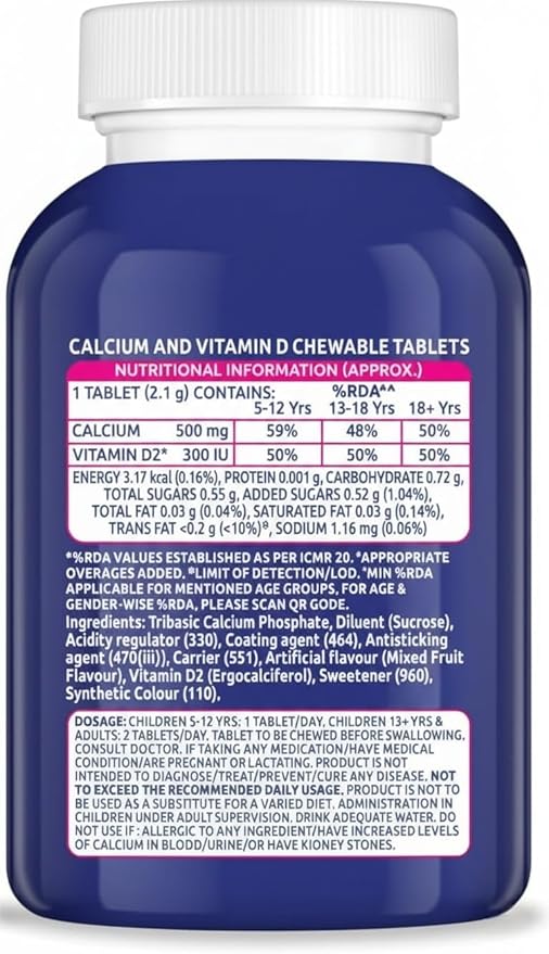 OstoCalcium Total Chewables (60s) | Vitamin D &amp Calcium (Veg) to Support Strong Bones Joints &amp Muscles | India's Leading Calcium Supplement