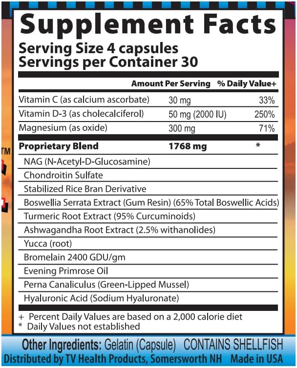1 Joint Supplement w/Vitamin D3 Stabilized Rice Bran Whole Food Nutrition 120 Capsules The Real One