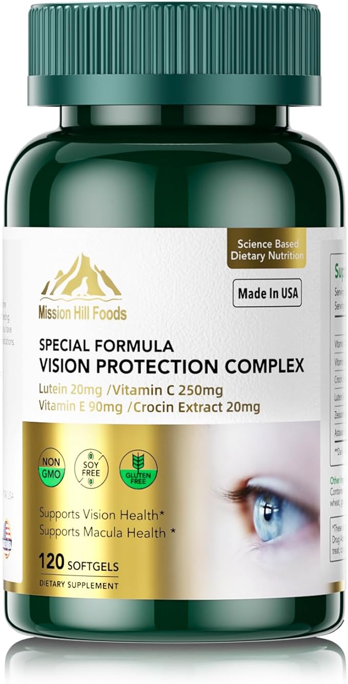 Lutein 20mg with Zeaxanthin Supplement | 6 in 1 Vision Protection Complex for Eye Health Macular &amp Blue Light Support | 120 Softgels - 4 Month Supply | Non-GMO Gluten Free