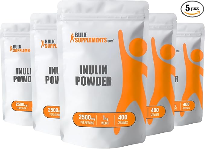 BulkSupplements.com Organic Inulin Powder - Inulin Supplement Soluble Fiber Powder - Vegan &amp Gluten Free Inulin Fiber - 2.5g per Serving 5kg (11 lbs) (Pack of 5)