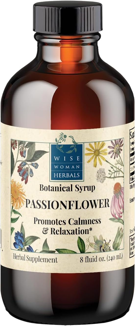 Wise Woman Herbals Passionflower Botanical Syrup (Formerly Solid Extract) 4:1 Alcohol-Free Extra Strength Traditional Herbal Extract Pure Non-GMO 8 Fl Oz