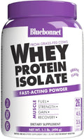 Bluebonnet Nutrition Whey Protein Isolate Powder from Grass Fed Cows No Sugar Added Gluten &amp Soy Free Kosher Dairy 17.6 Oz