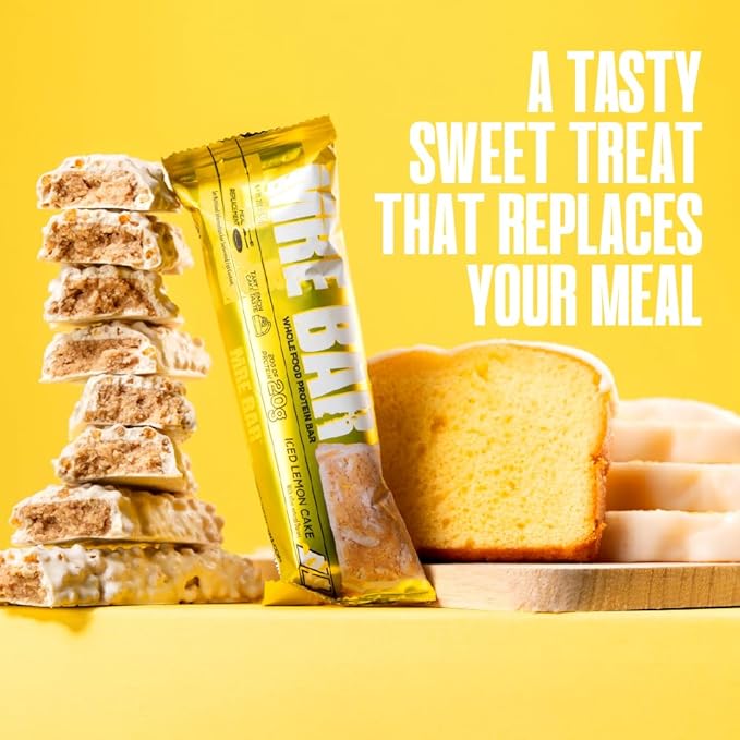 REDCON1 MRE Protein Bar Iced Lemon Cake - 20g of Whole Food Protein + MCT Oil - Easily Digestible Macro Balanced Low Sugar Meal Replacement Bar (12 Bars)