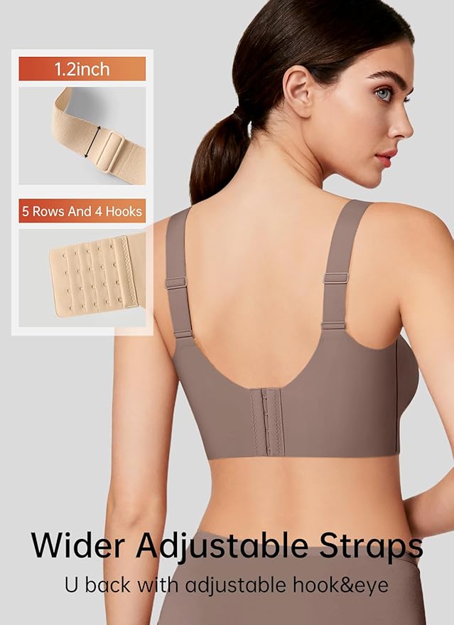 REALWILL Women Everyday Comfortable Wireless Bra Supportive Push Up Minimizer Bras Full Coverage Soft Seamless Tshirt Bras