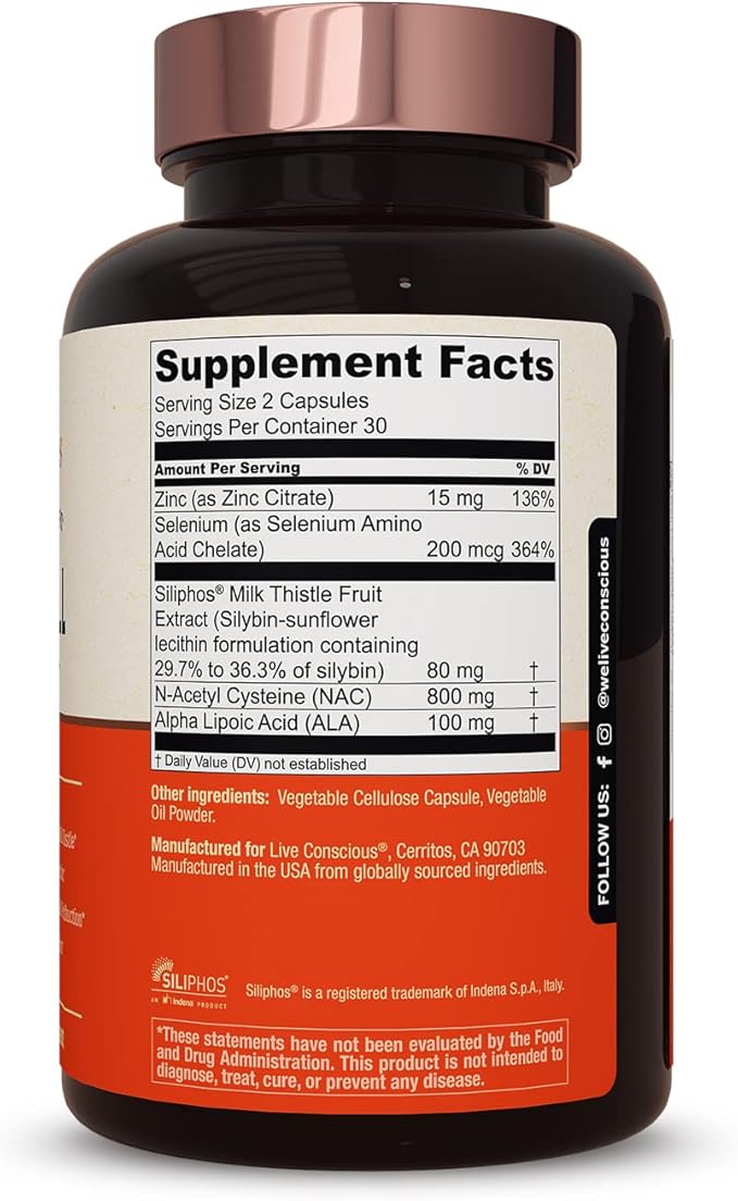 LiverWell Liver Cleanse Rejuvenation Metabolic Support - Liver Supplement for Liver Health w/Highly Bioavailable Milk Thistle Extract N-Acetyl Cysteine Alpha Lipoic Acid Zinc Selenium - 60 Caps