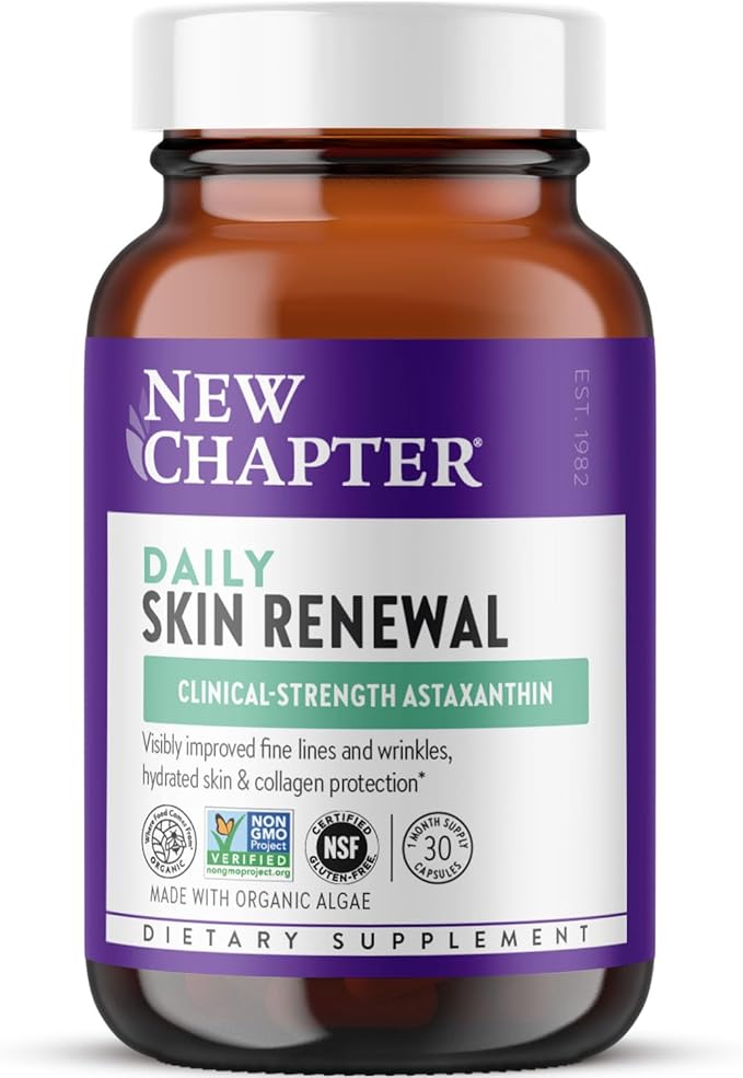 New Chapter Daily Skin Renewal Supplement Clinical-Strength Astaxanthin for Youthful Skin Care + Collagen Protection with Vitamin C Vitamin A E &amp Zinc - 30 Capsules