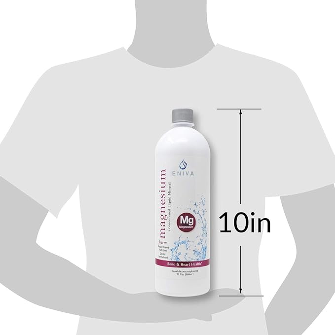 Eniva High Potency Liquid Ionic Magnesium Supplement 2-Pack Berry Flavor | 400 MG | Digestive Health Muscle Energy and Bones | Zero Calories | Zero Sugar | for Muscle Recovery - 64 Servings Total
