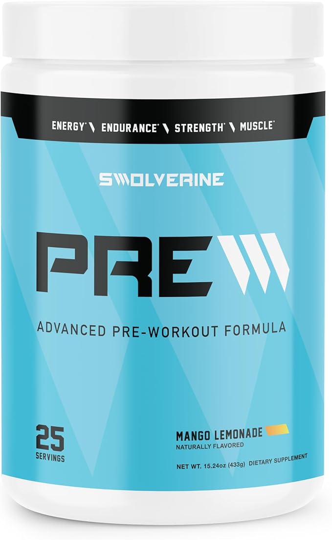 Swolverine PRE | Citrulline Malate Carnosyn Beta Alanine Carnitine Ginseng Pomegranate Betaine Coconut Water Endurance Energy Strength Vegan Gluten Free Non-GMO (25 Servings)