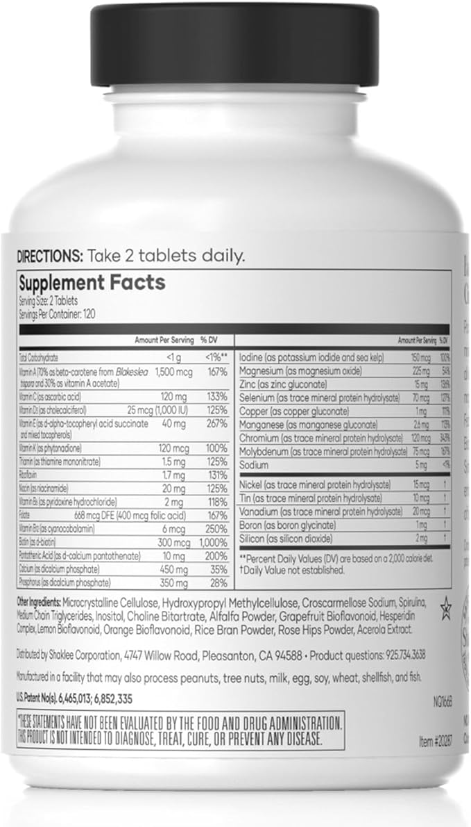 Shaklee - Vita-Lea® Men High Potency Multivitamin and Multimineral - Supports Heart Immune Bone and Joint Health - Formulated for Men's Unique Needs - Includes Vitamin C D and E - 240 Tablets