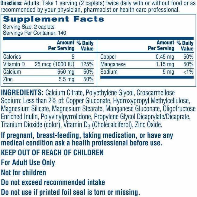 Maximum Plus Calcium Citrate + D3 280 Caplets +Vsl Guide