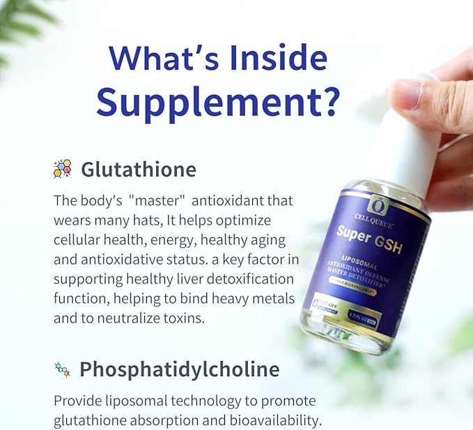 Liposomal Glutathione - Liquid Glutathione Supplement for Immune Support Liver Detox &amp Healthy Aging - Antioxidant Defense - Superior Absorption1.7 fl oz
