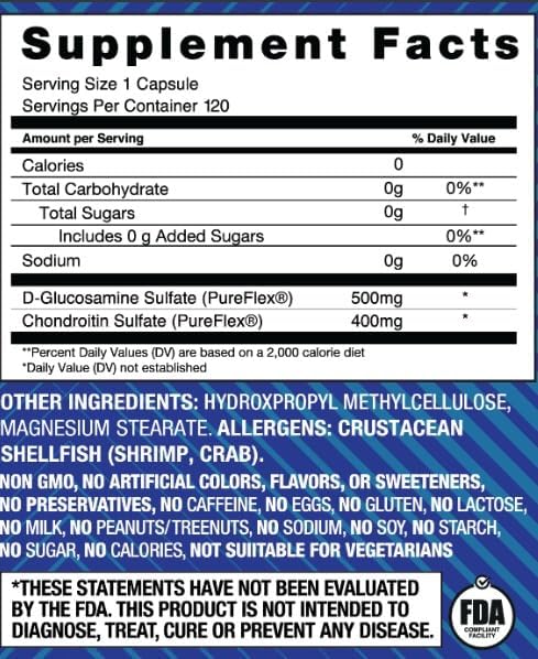 Basic Brands -Move Pureflex Glucosamine Chondroitin 120 Capsules – Joint Support Supplement for Cartilage Mobility &amp Flexibility – Glucosamine Sulfate &amp Chondroitin Sulfate – Made in USA