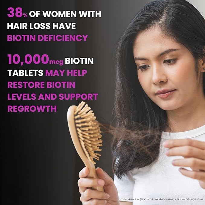 Biotin 10000mcg | Tablets for Hair Growth | Biotin Supplement for Hair Skin and Nails | Hair Vitamins for Men &amp Women | 120 Tablets