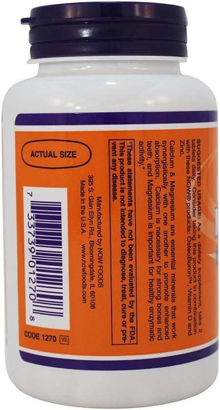 NOW Calcium/Magnesium 1000/500 mg 100 Tablets (Pack of 3)