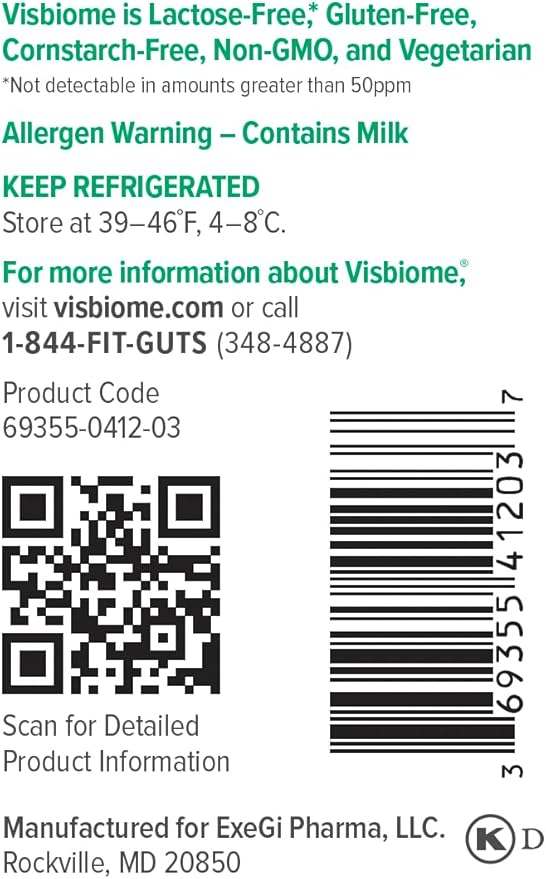 Visbiome® GI Care - High Potency Probiotic - 112.5 Billion CFU Live Probiotics Original De Simone Formulation Made in USA 60 Capsules.