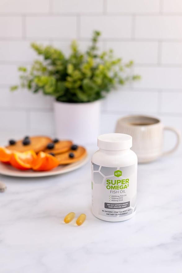 SFH Super Omega 3 Fish Oil Capsules Highly Concentrated 2000mg Omega 3 | Sustainably Sourced Alaskan Pollock Fish Oil for Heart Joint Brain Health (Capsule 90ct)